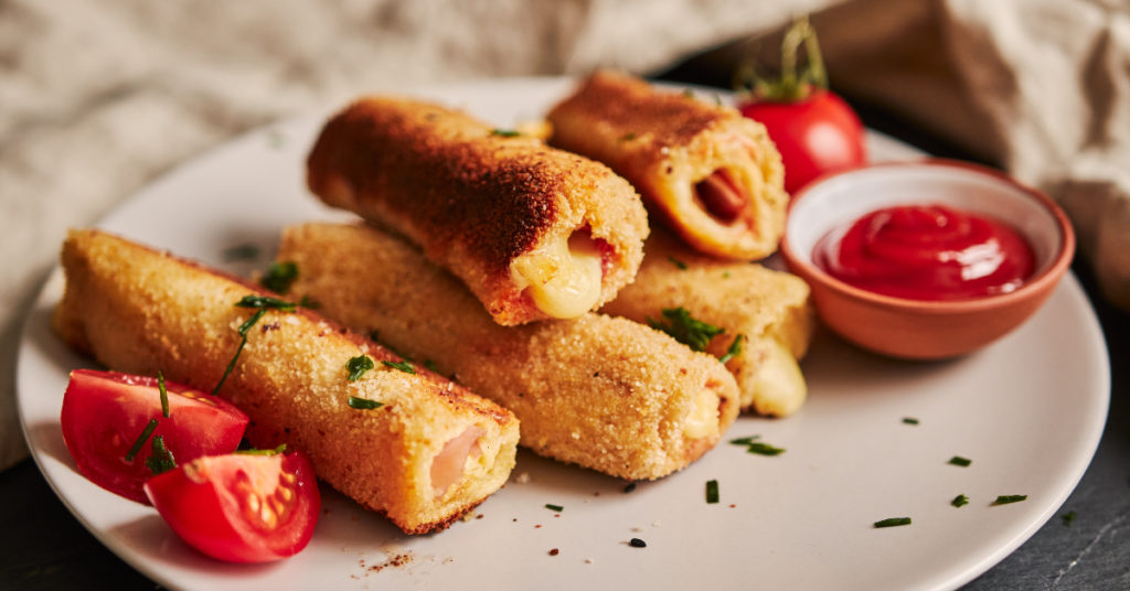 Rollitos de jamón y queso para una cena informal